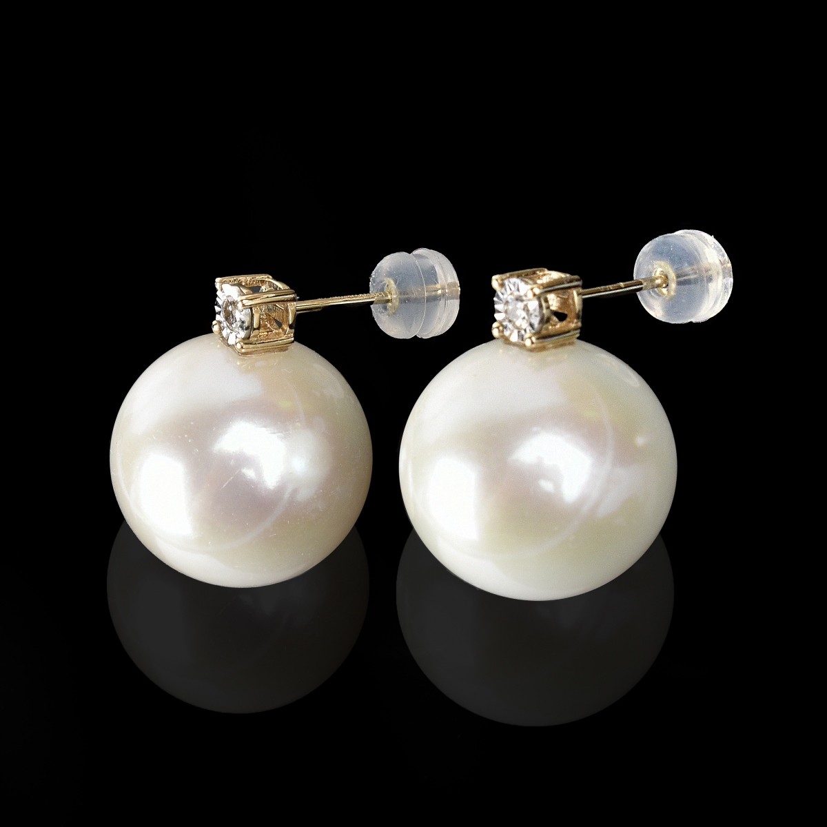 Pearl, Diamond and 18K Ear Studs