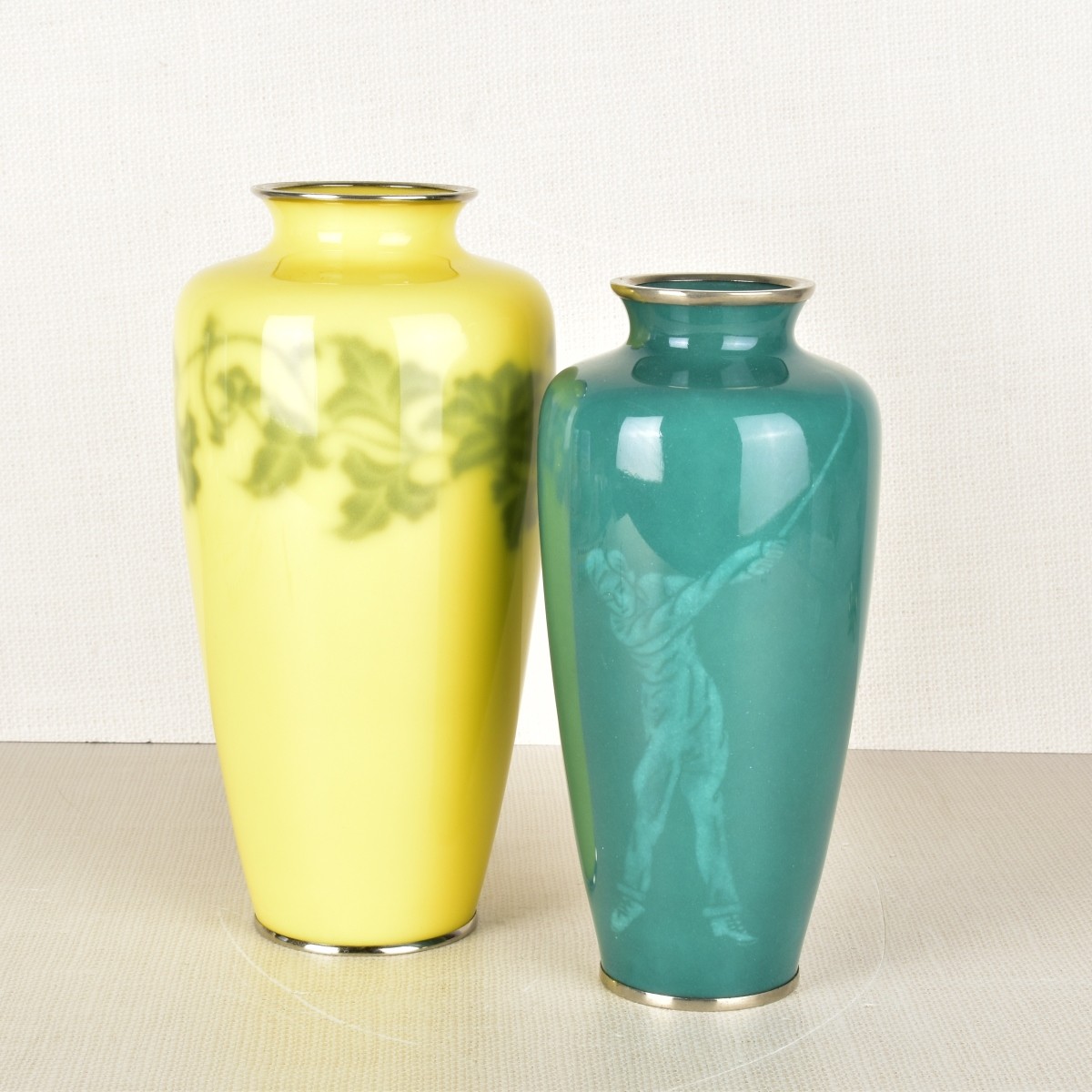 Two (2) Japanese Wireless Cloisonne Vases