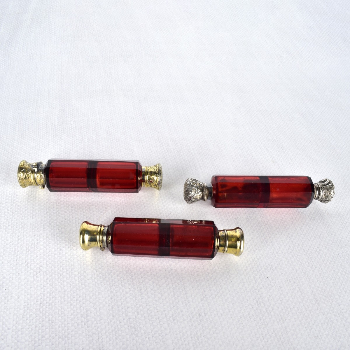 Antique Ruby Glass Scent Bottles