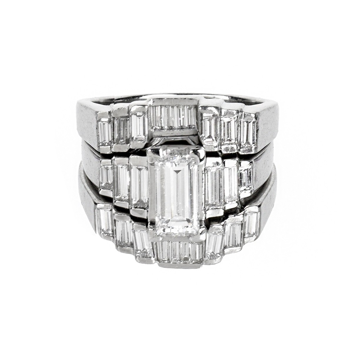 GIA Diamond and Platinum Ring Set