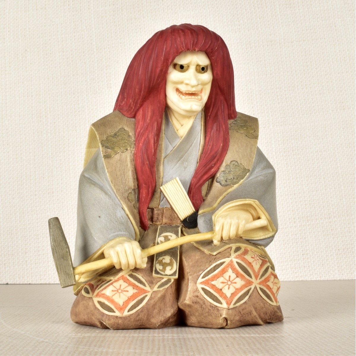 Japanese Carved Figure of a Kabuki Performer