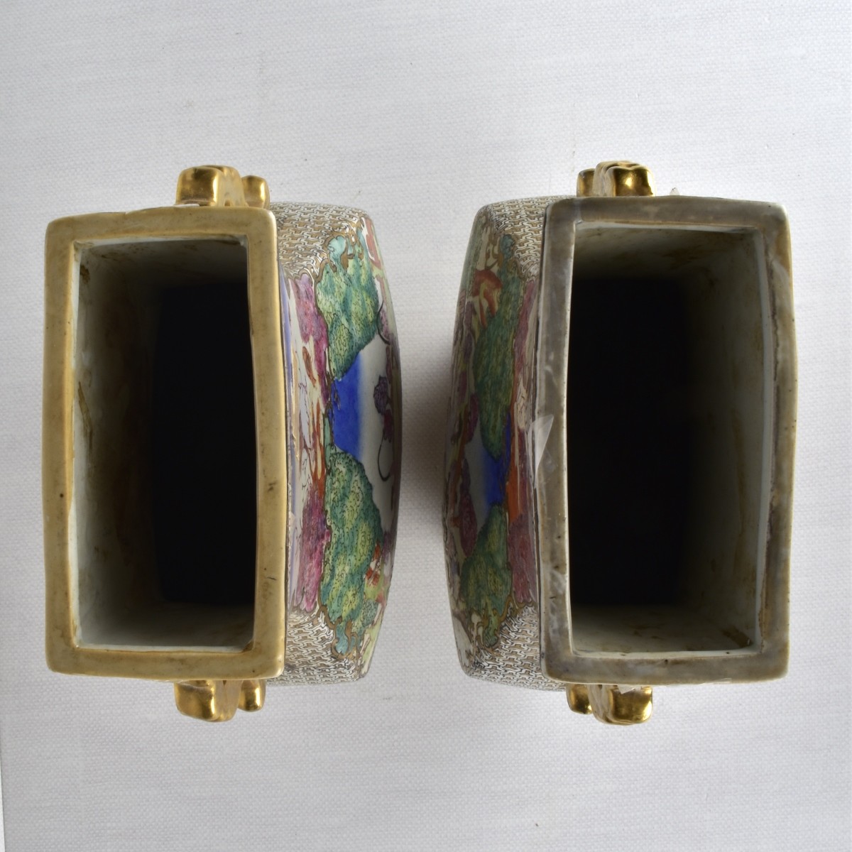 Chinese Export Flat Sided Vases