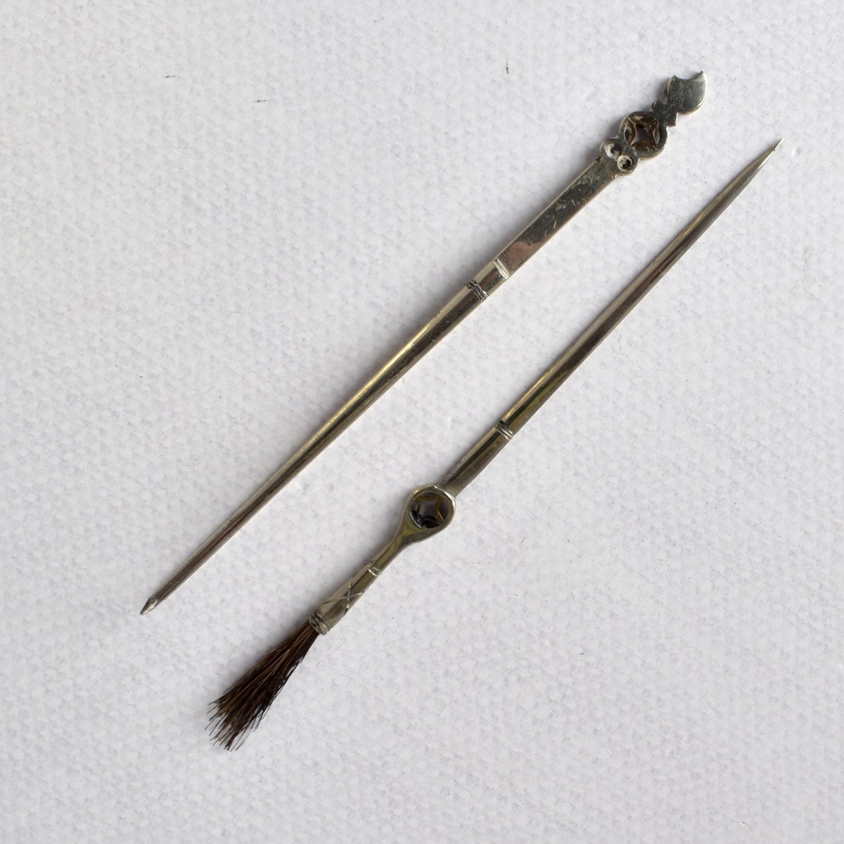 Antique Chinese Silver Tone Opium Pipes