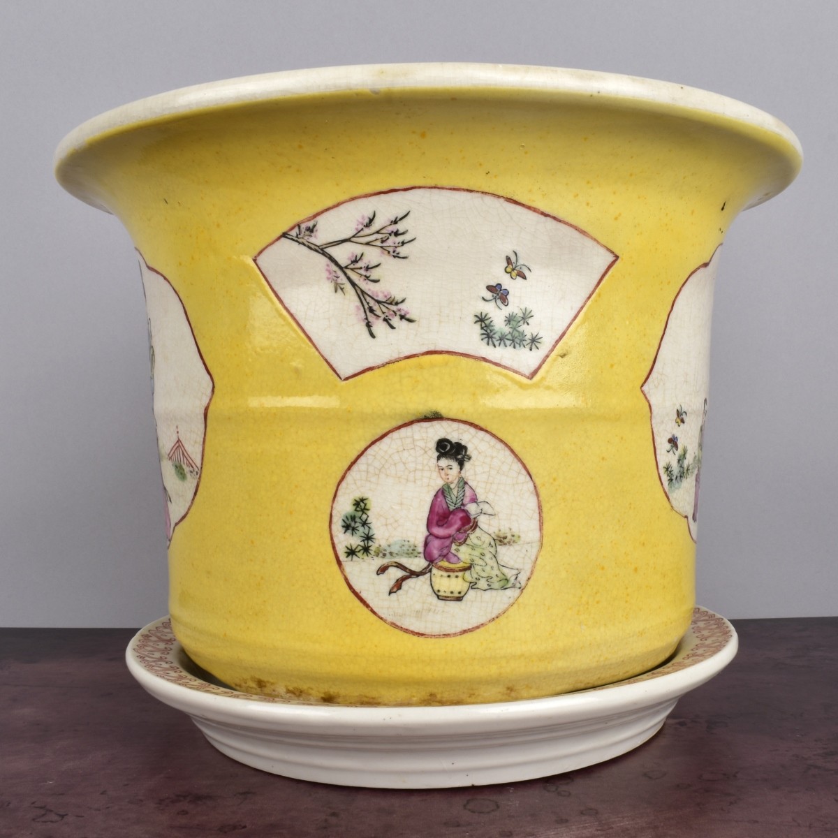 Chinese Porcelain Jardiniere w/ Underplate