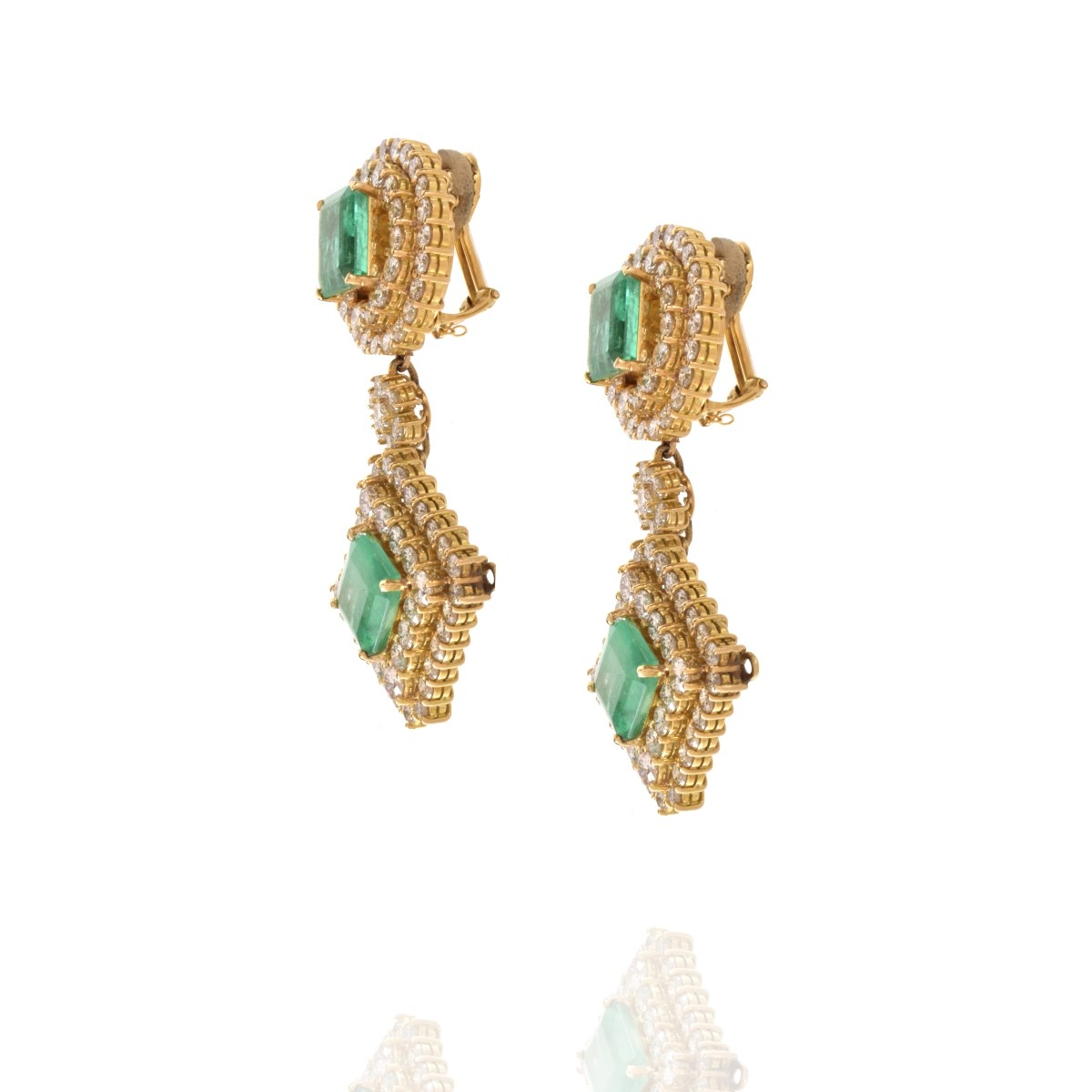 Emerald, Diamond and 18K Earrings