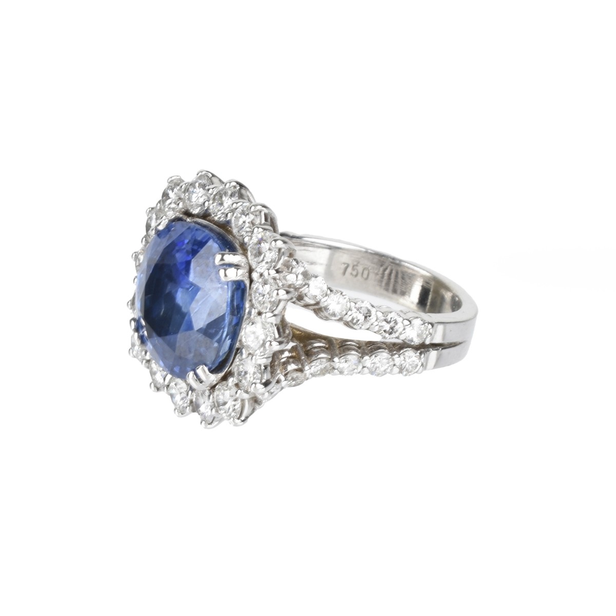GIA Sapphire, Diamond and 18K Ring