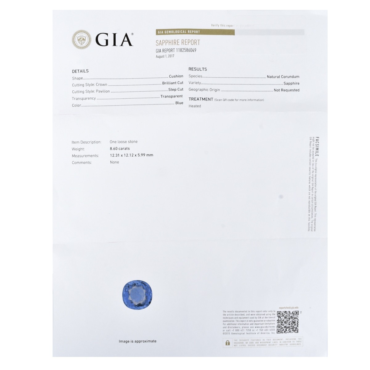GIA Sapphire, Diamond and 18K Ring