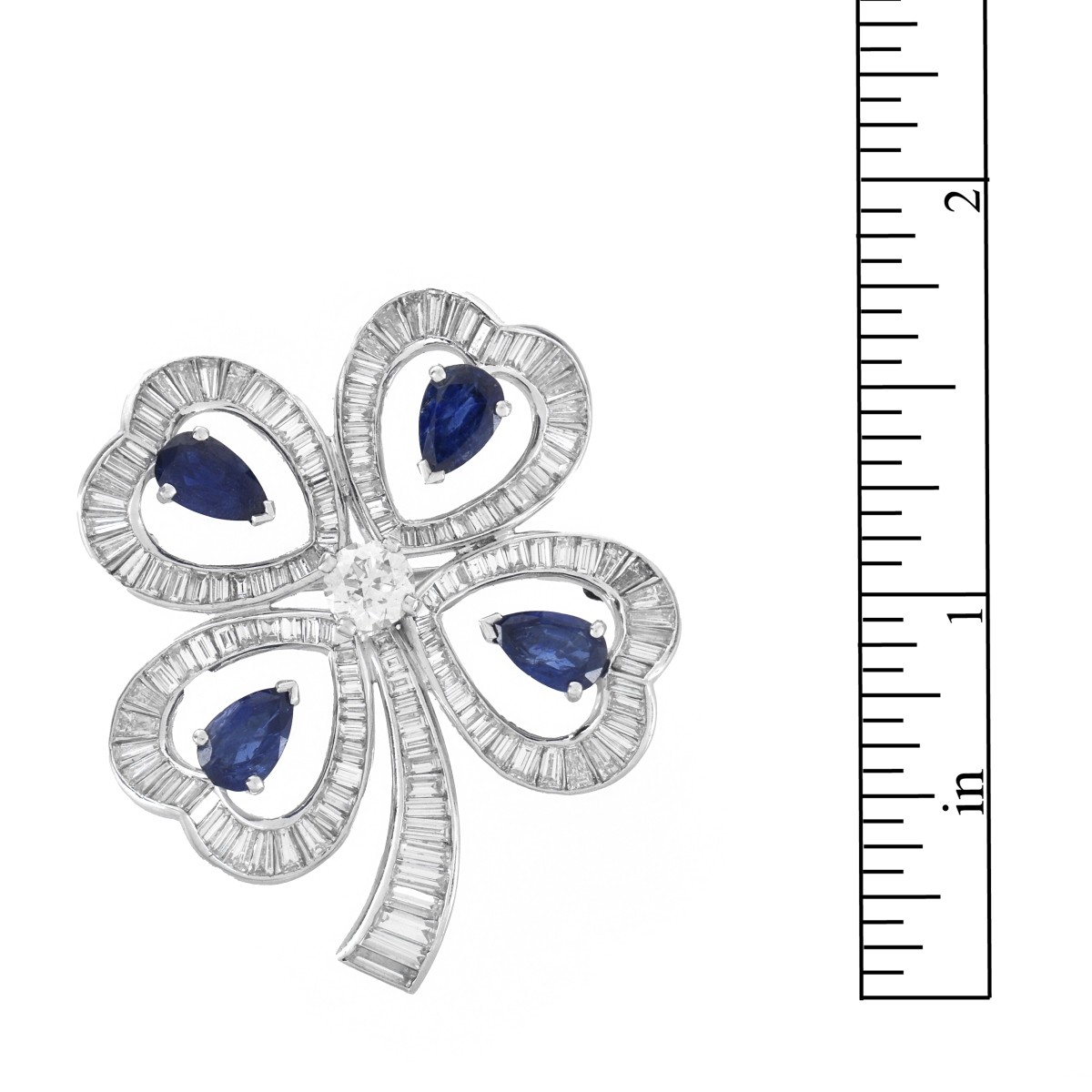 Diamond, Sapphire and Platinum Brooch