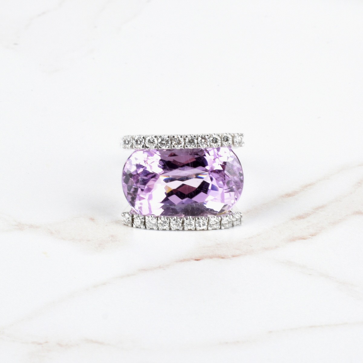 Kunzite, Diamond and 14K Ring