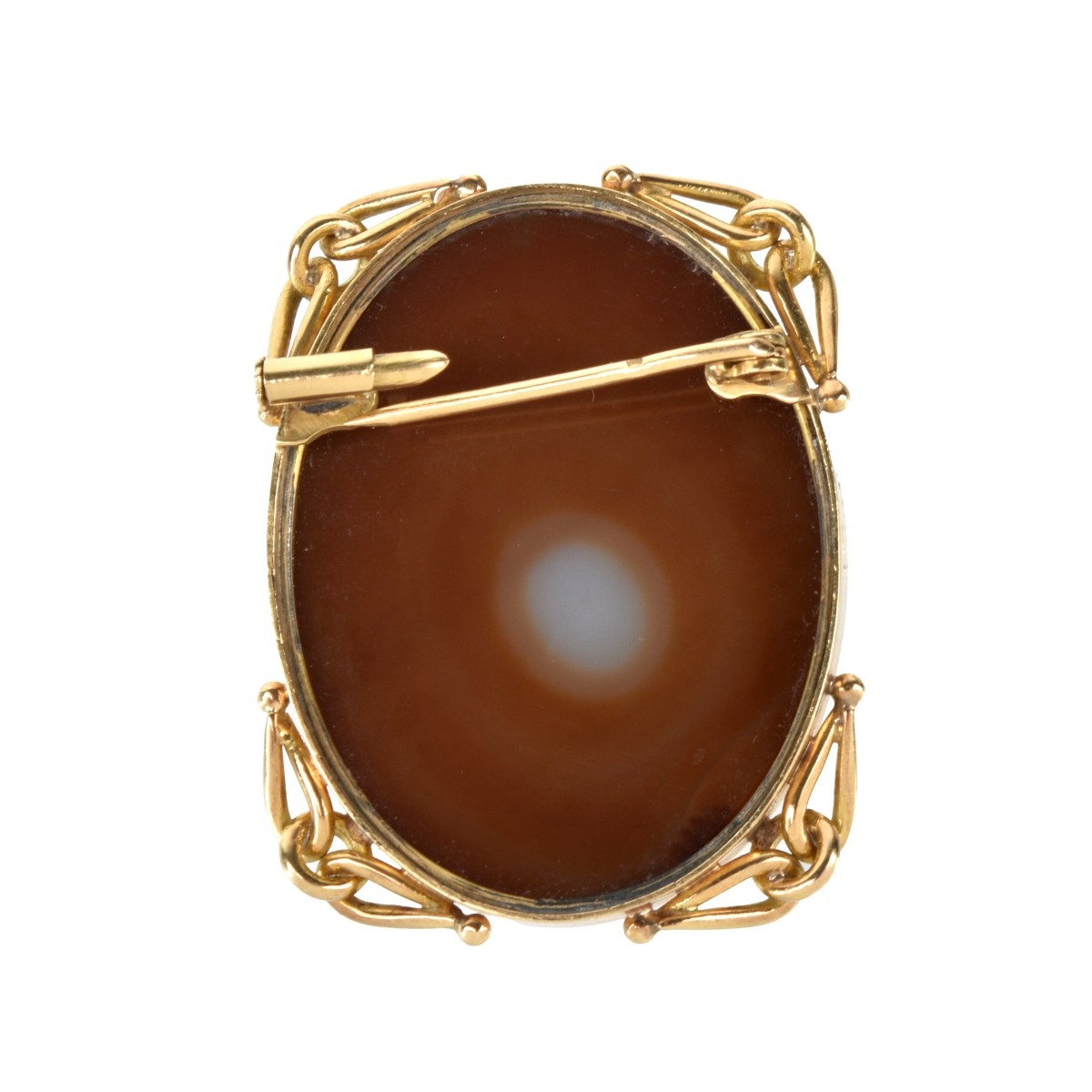 Carnelian and 18K Cameo Brooch