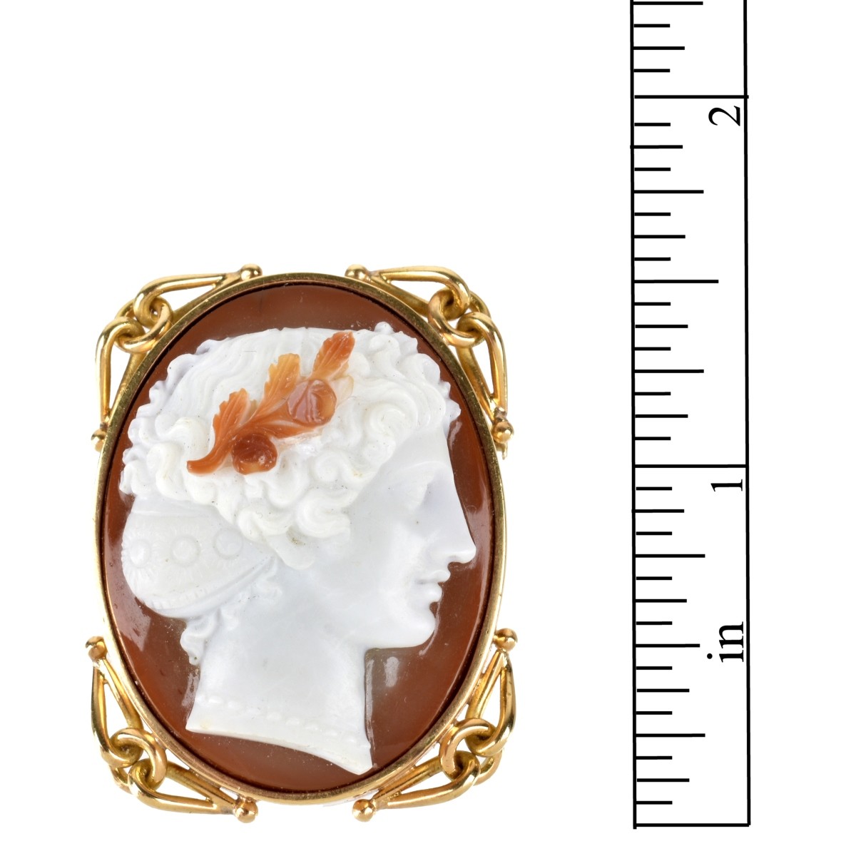 Carnelian and 18K Cameo Brooch