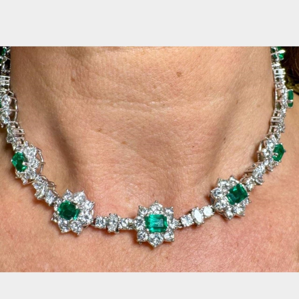 Emerald, Diamond and Platinum Necklace