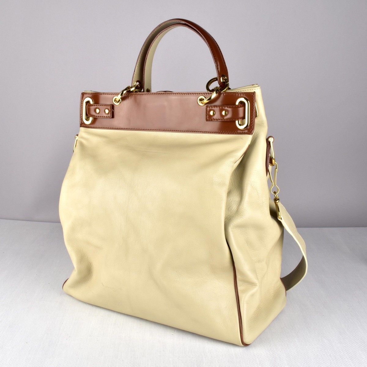 Balenciaga Beige and Brown Shoulder Bag