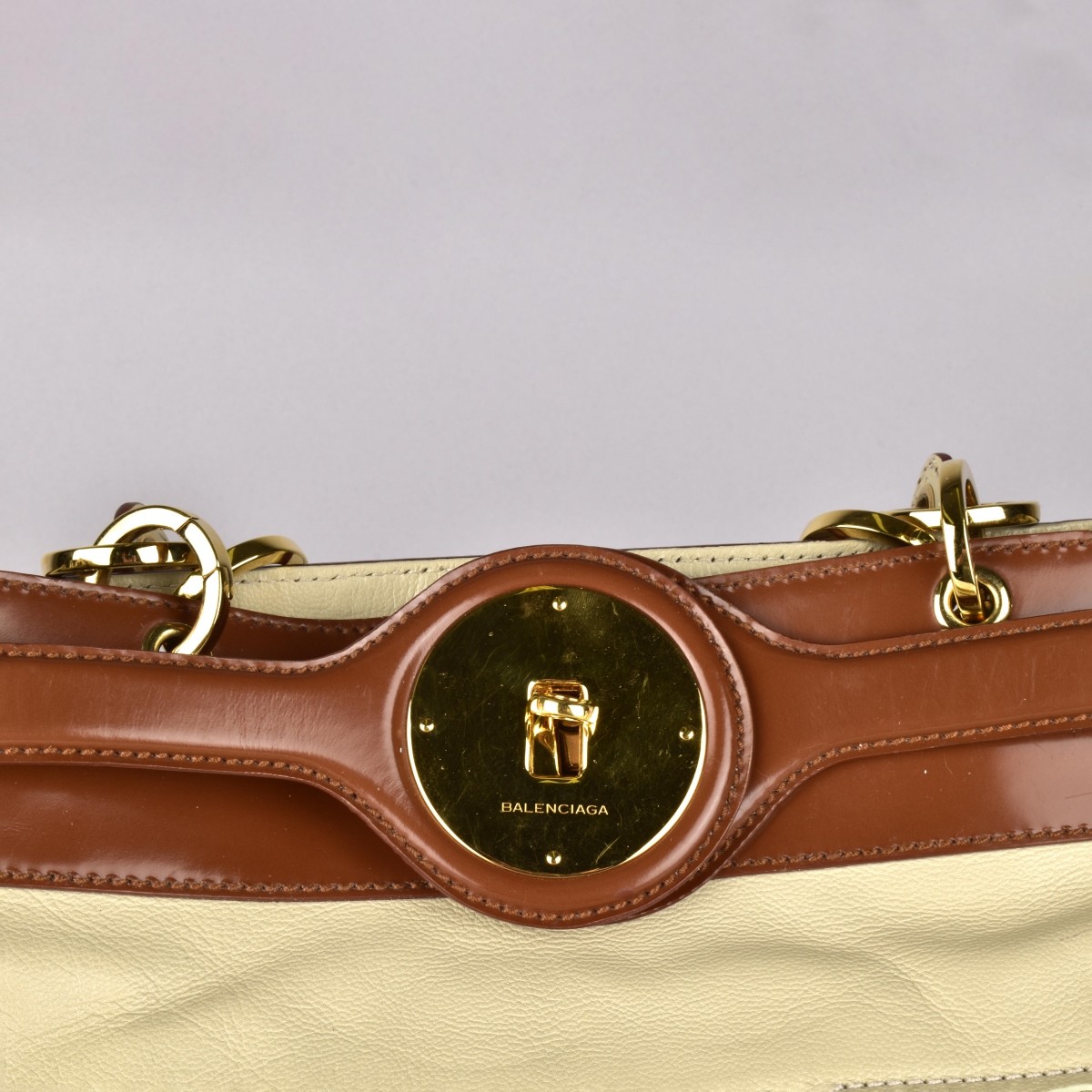 Balenciaga Beige and Brown Shoulder Bag