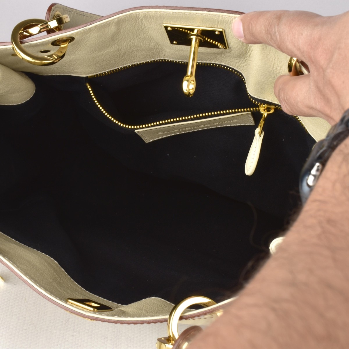Balenciaga Beige and Brown Shoulder Bag