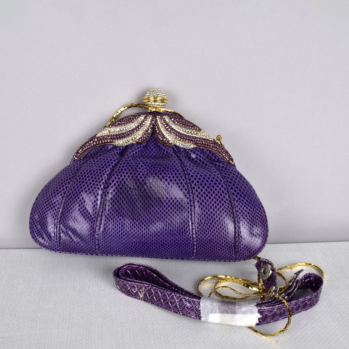 Judith Leiber Swarovski Purple Lizard Evening Bag