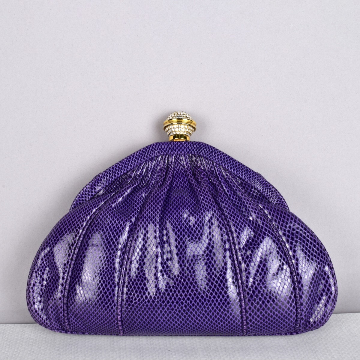 Judith Leiber Swarovski Purple Lizard Evening Bag