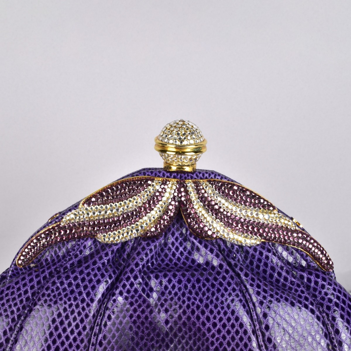 Judith Leiber Swarovski Purple Lizard Evening Bag