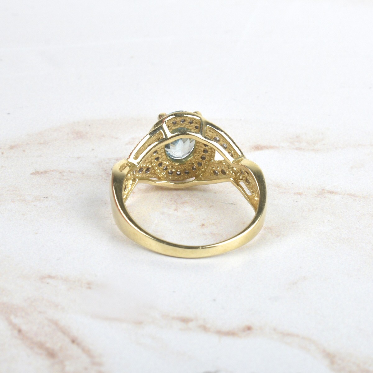 Aquamarine, Diamond and 10K Ring
