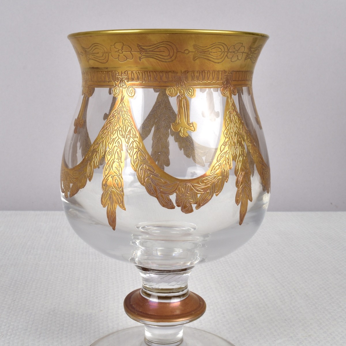 Heavy Gold Ice Bucket and Brandy Glasses