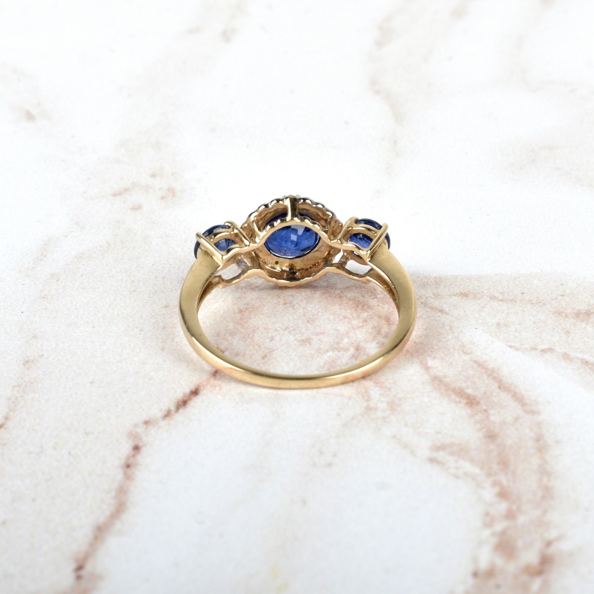 Sapphire, Diamond and 10K Ring