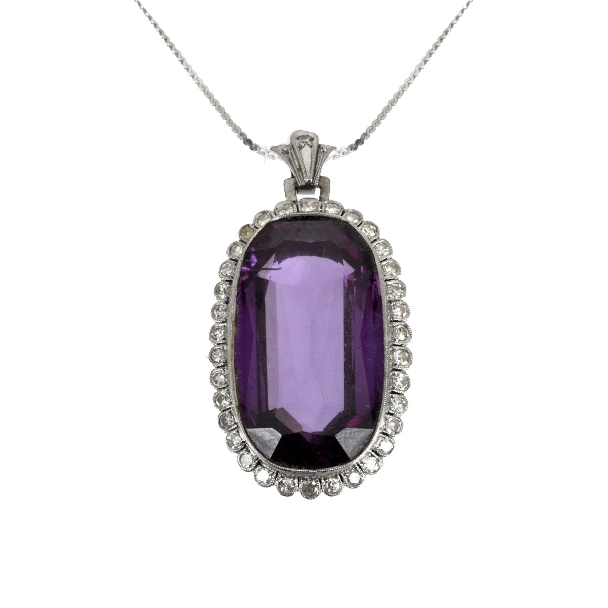 Amethyst, Diamond and 14K Necklace