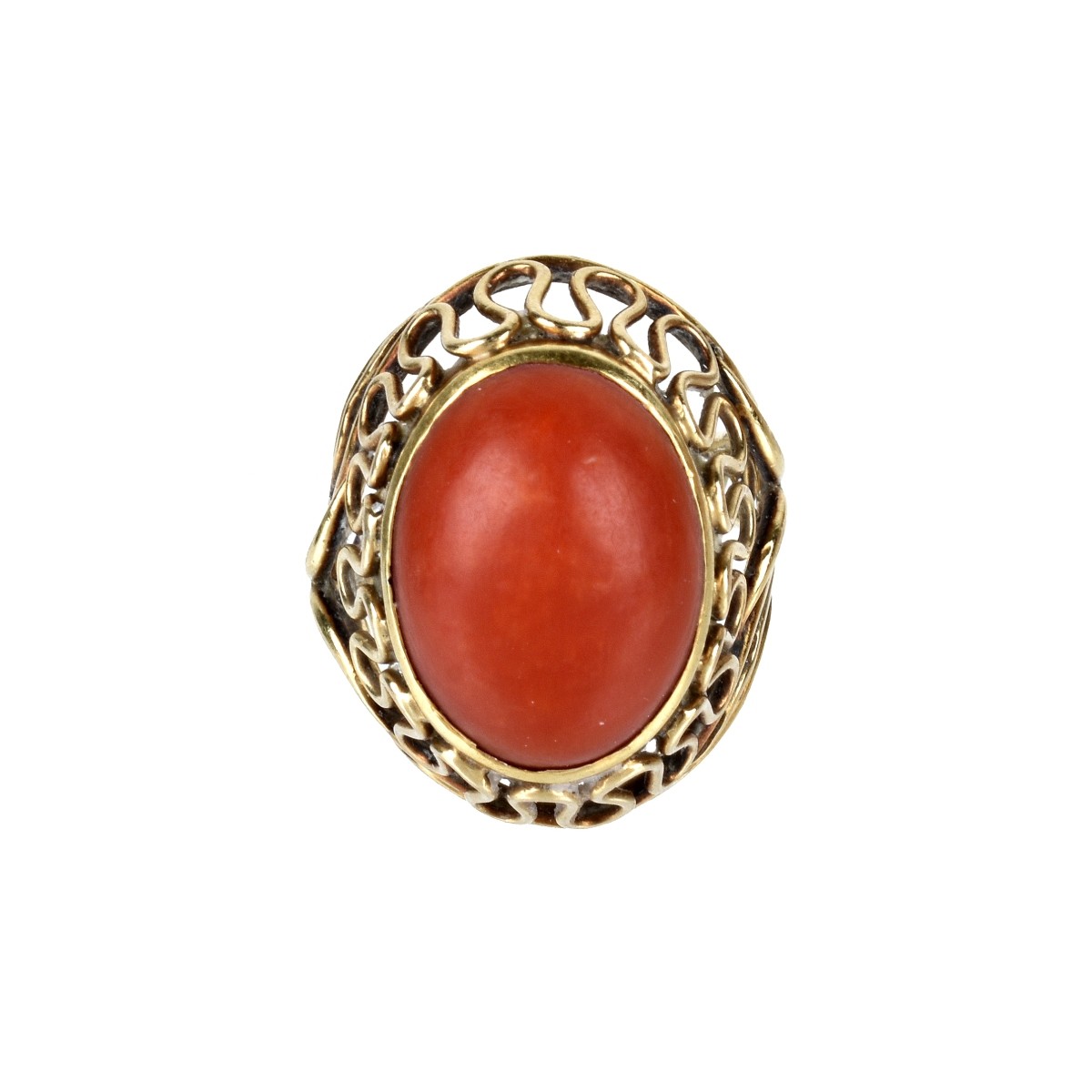 Coral and 14K Ring