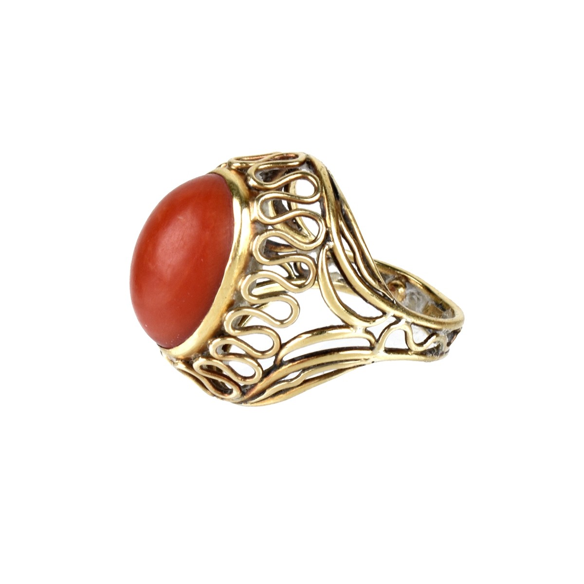Coral and 14K Ring