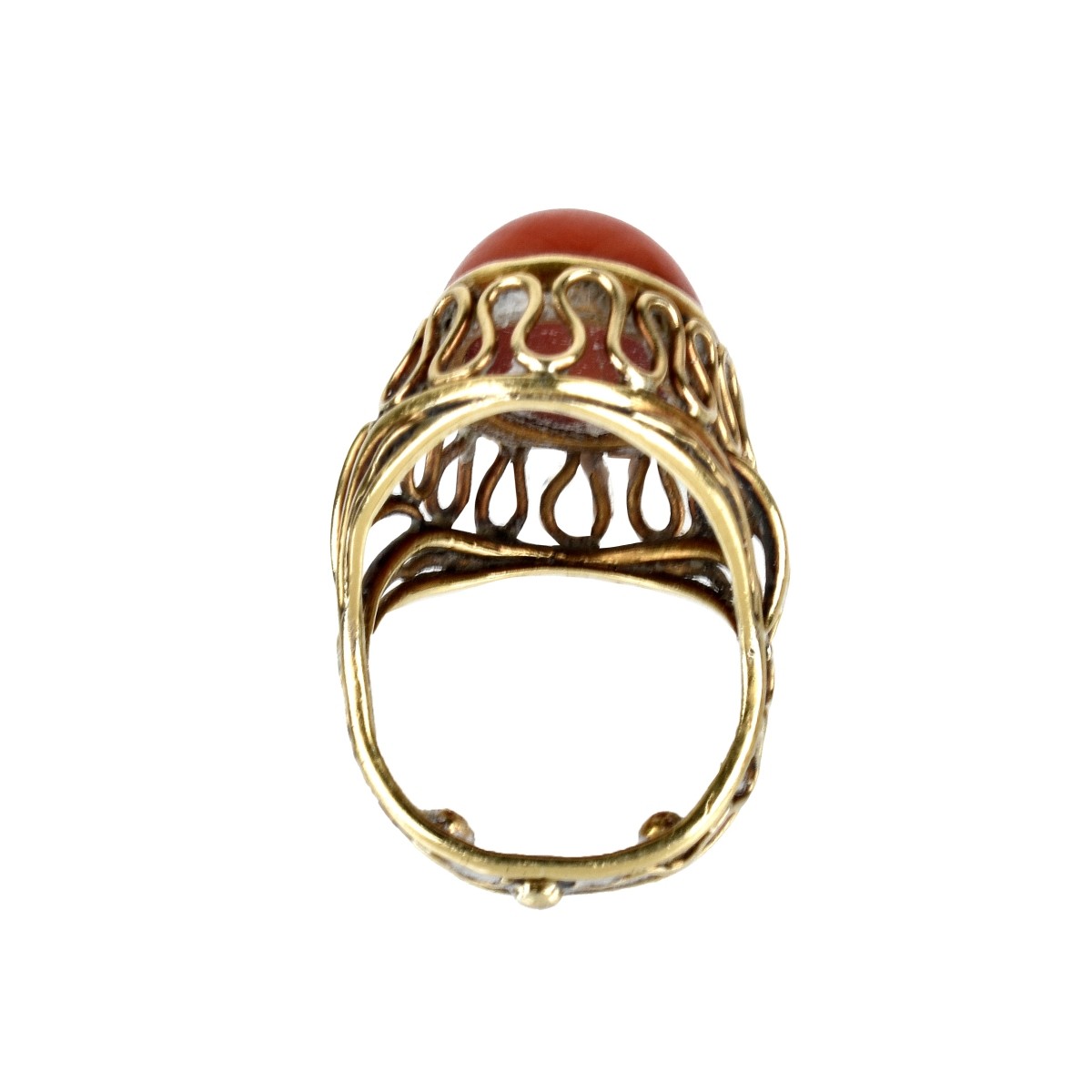Coral and 14K Ring