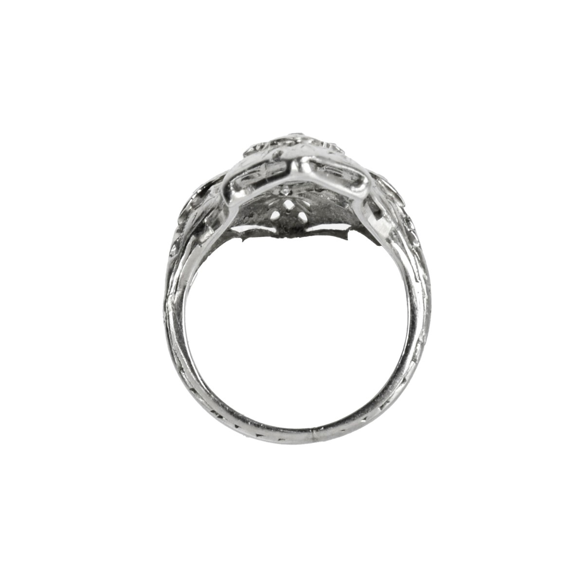 Deco Diamond, Sapphire and 18K Ring