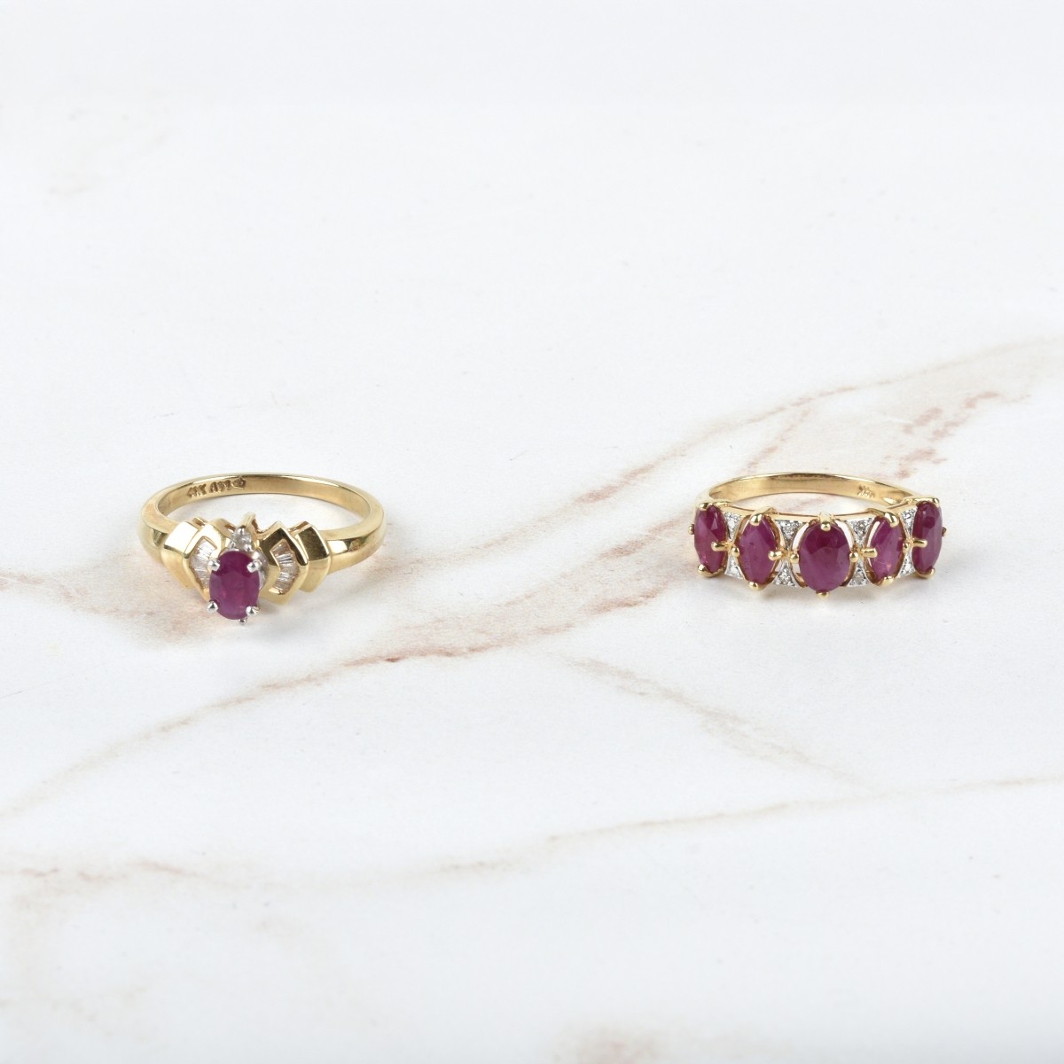 Ruby, Diamond and 14K Rings