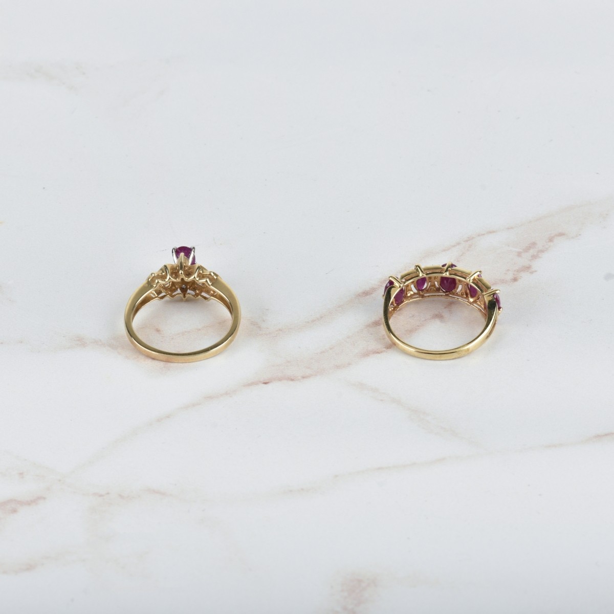 Ruby, Diamond and 14K Rings