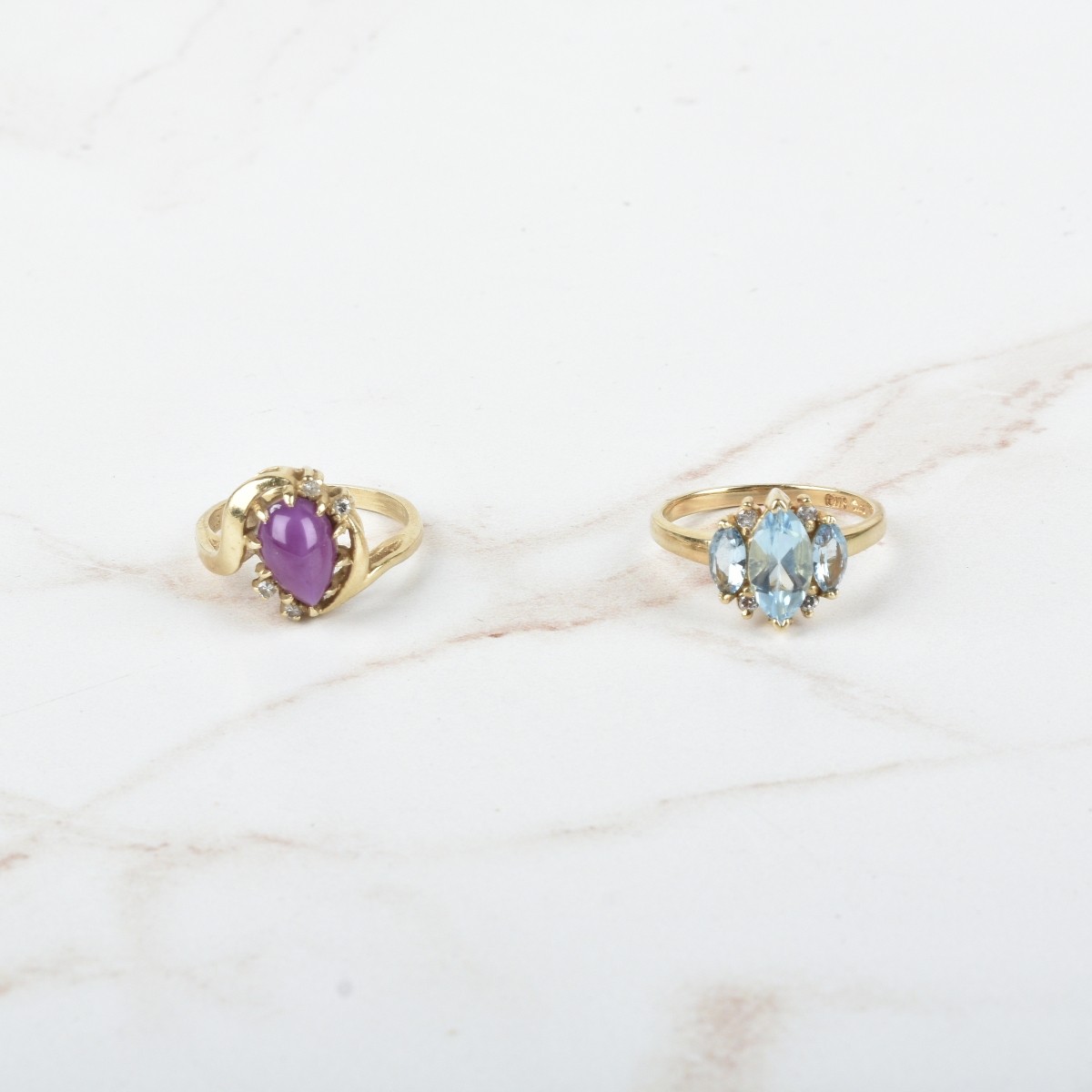 Gemstone and 14K Rings