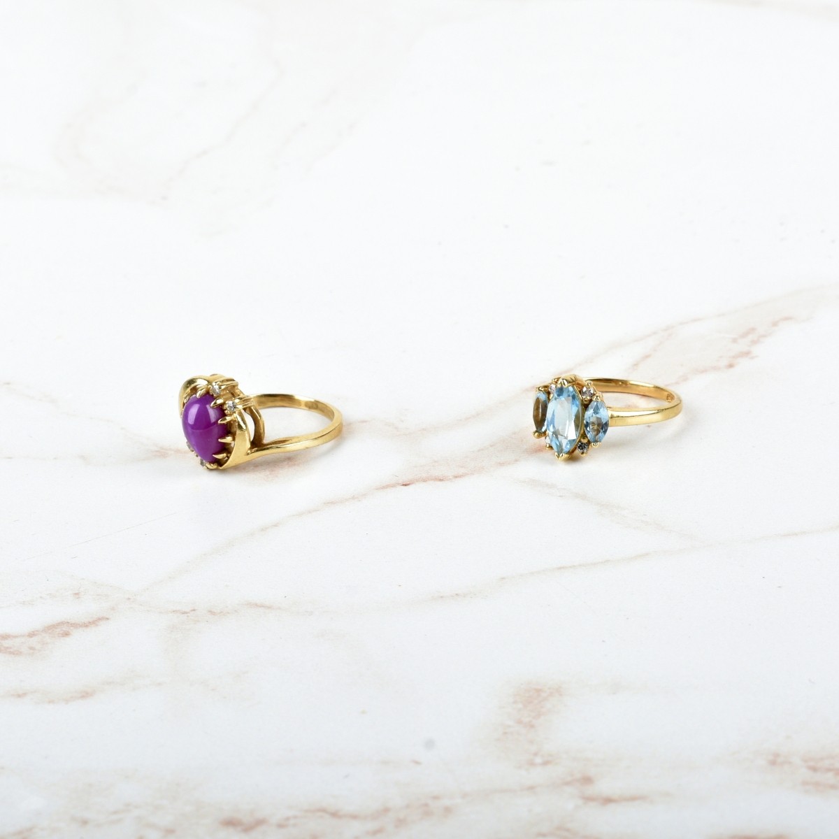 Gemstone and 14K Rings