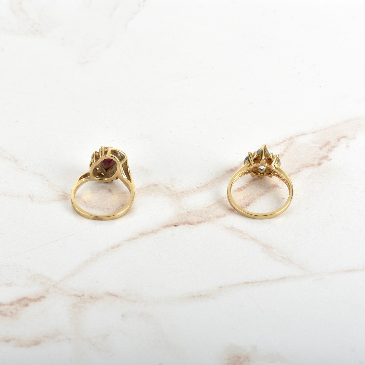 Gemstone and 14K Rings