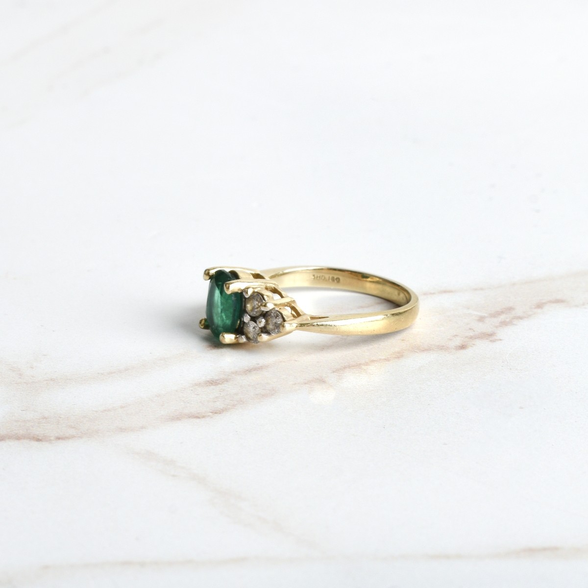 Emerald, Diamond and 14K Ring