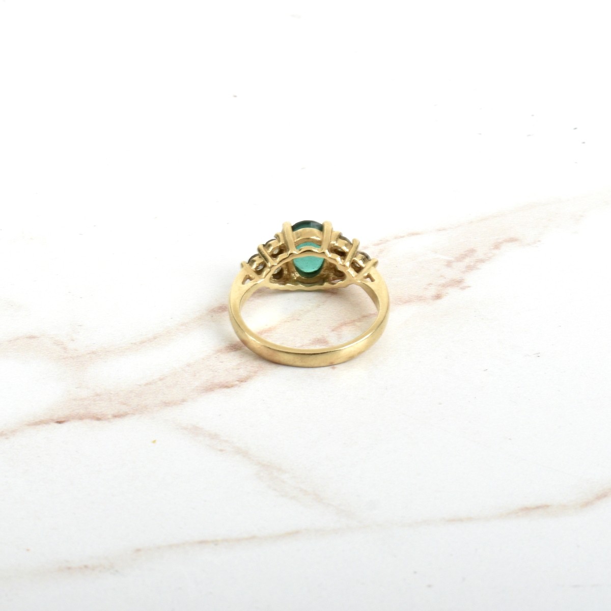 Emerald, Diamond and 14K Ring