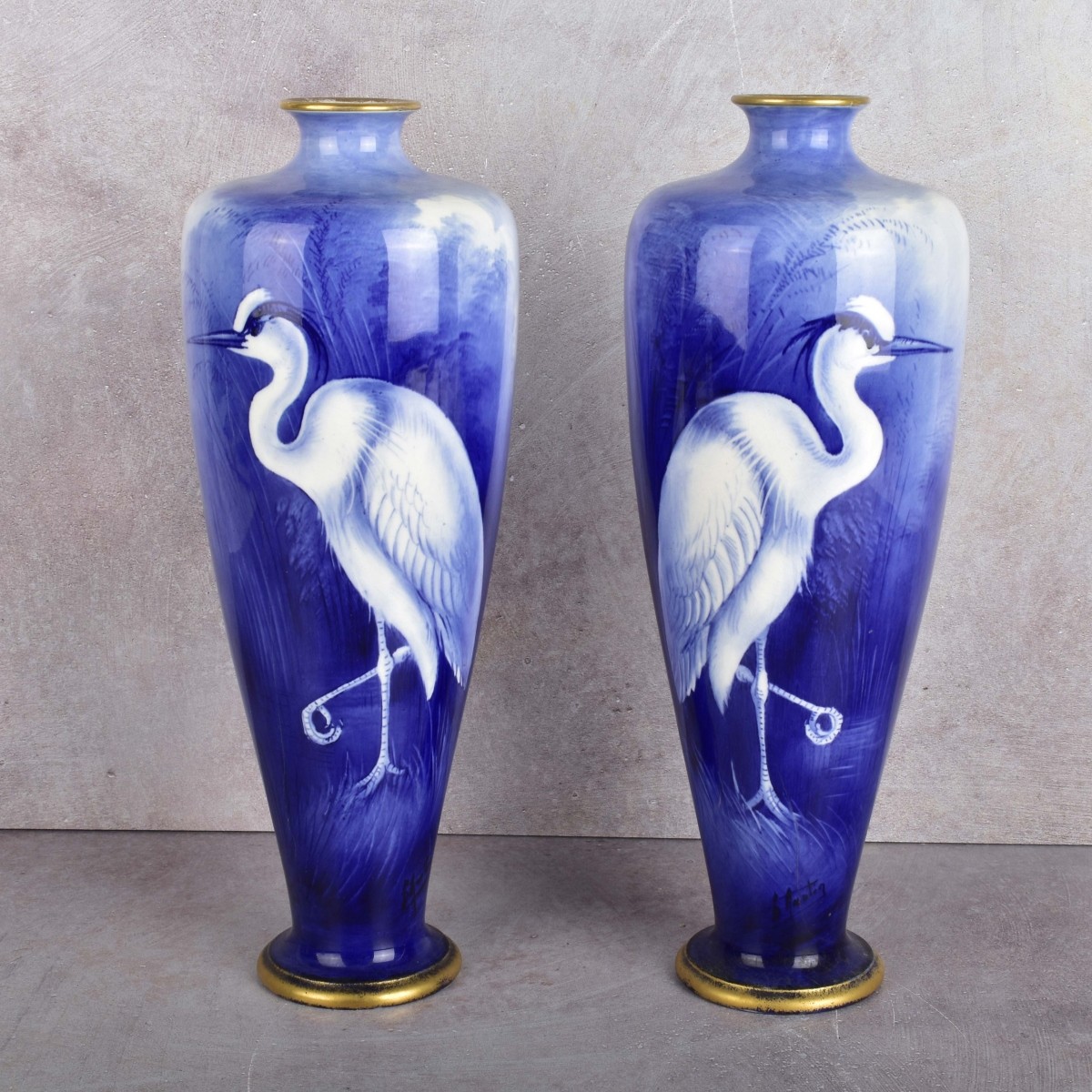 Antique Winton Hand Painted Vases