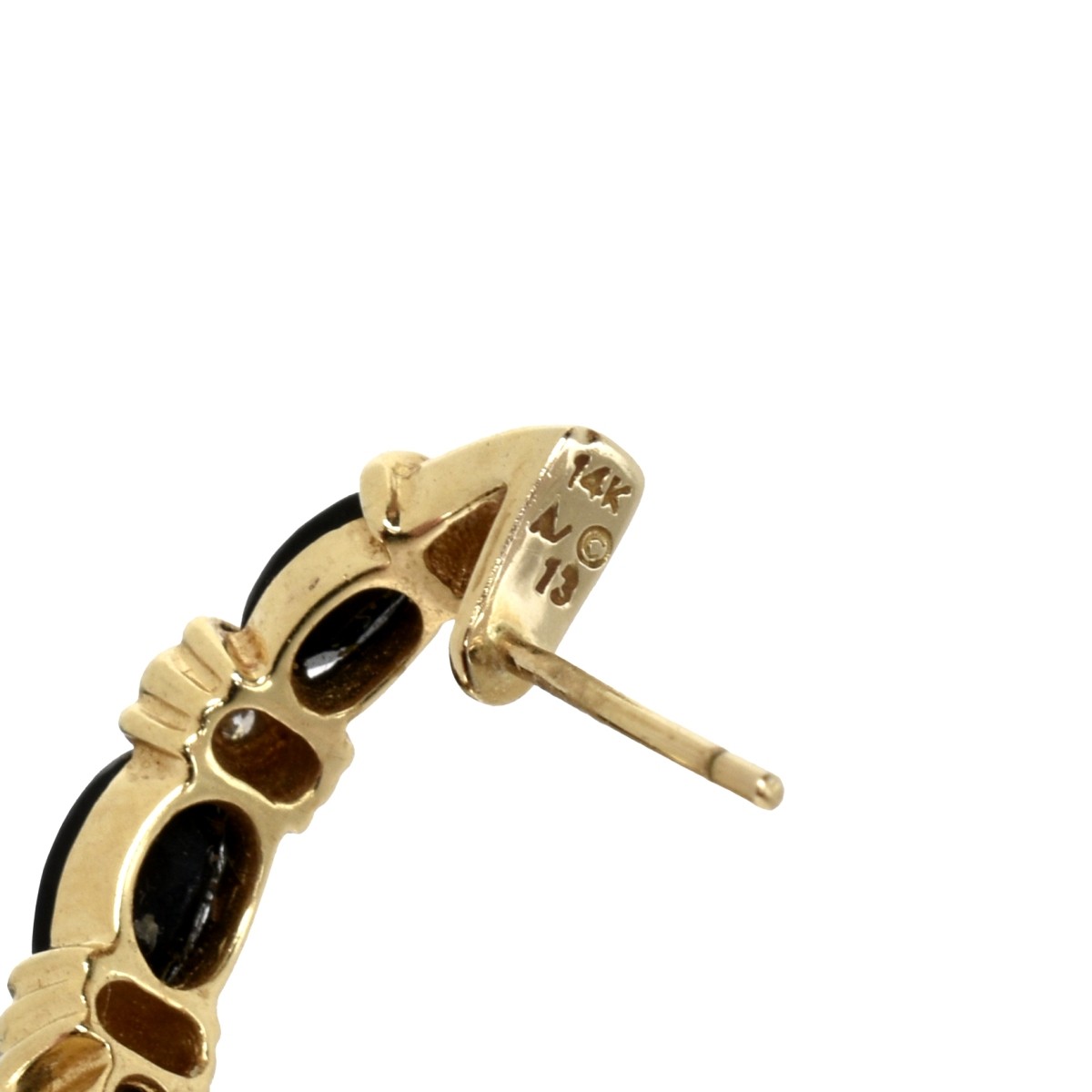 Onyx, Diamond and 14K Earrings