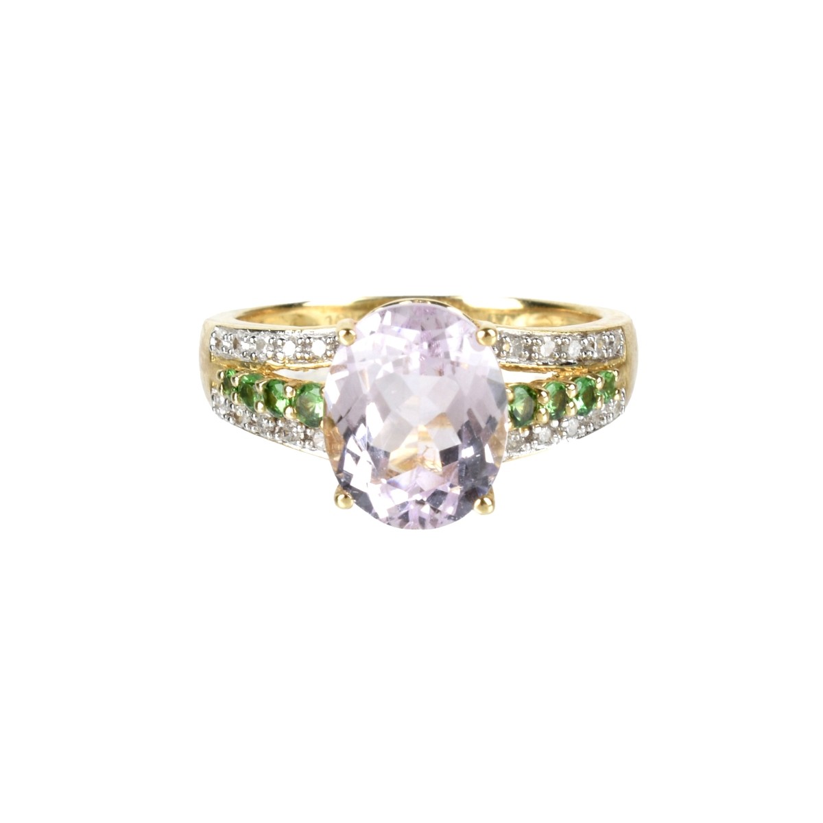 Kunzite, Garnet, Diamond and 10K Ring