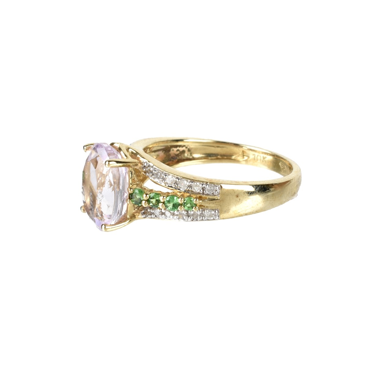 Kunzite, Garnet, Diamond and 10K Ring