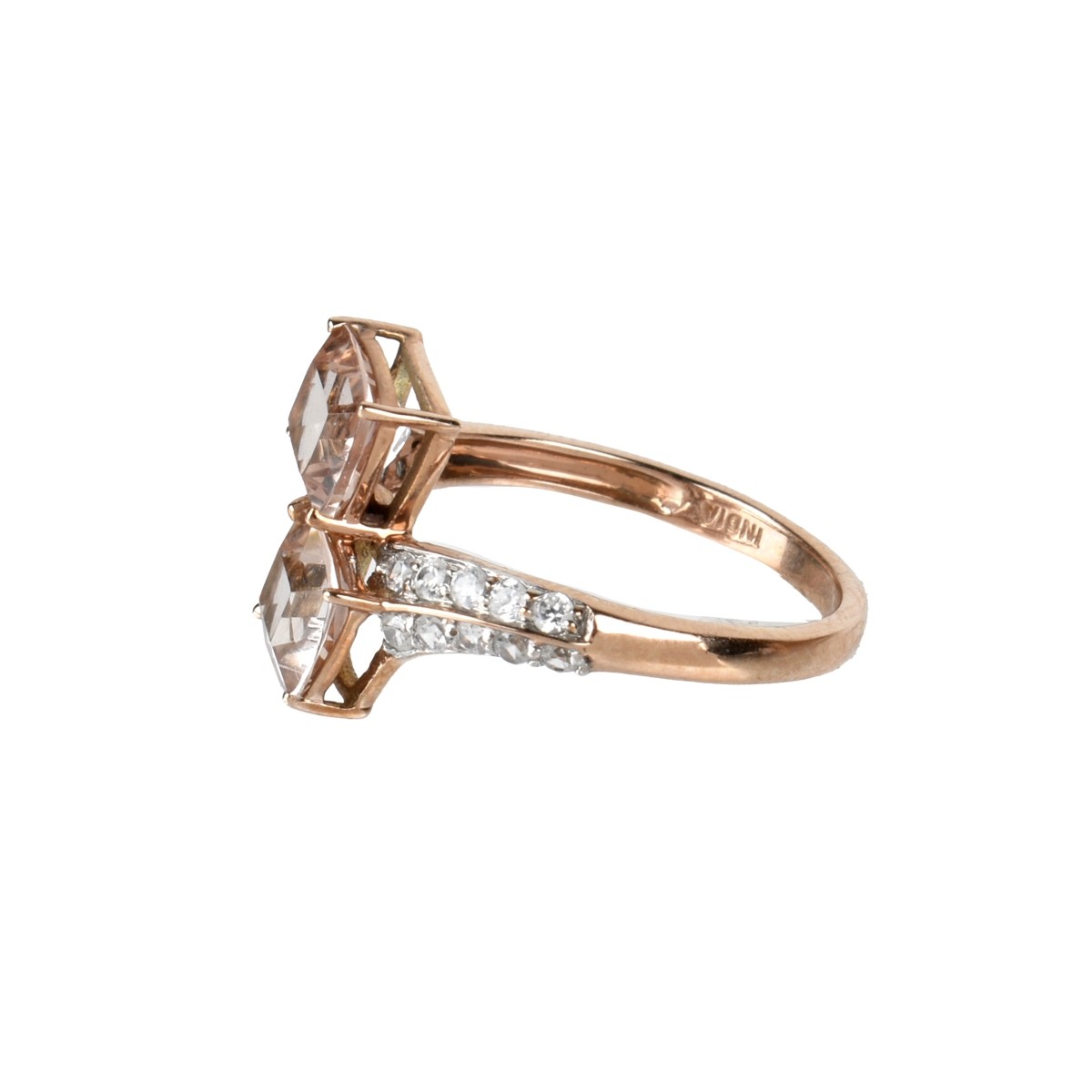 Kunzite, Diamond and 10K Ring