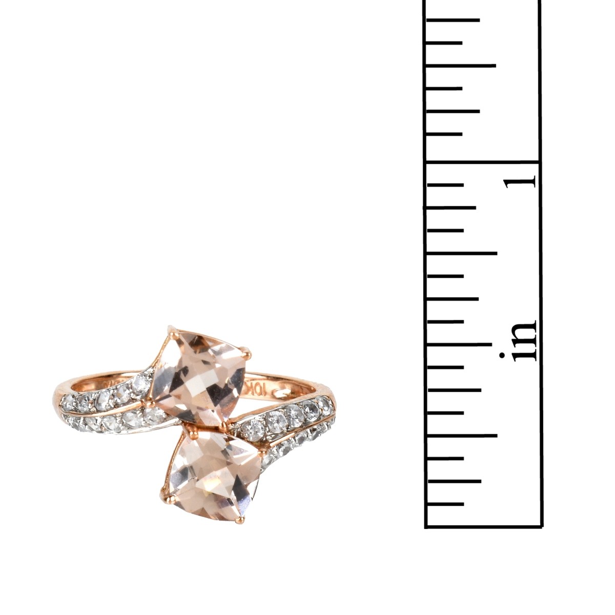 Kunzite, Diamond and 10K Ring