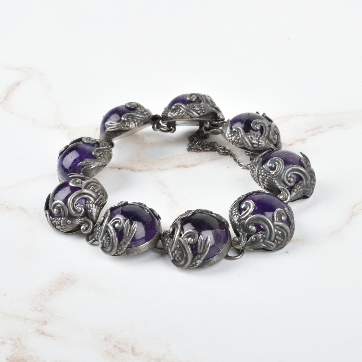 Amethyst and Silver Bracelet