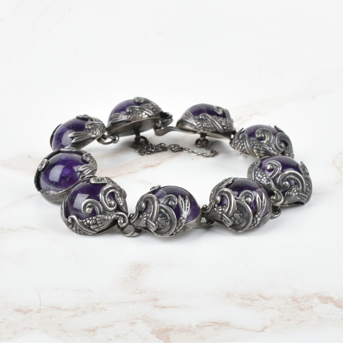 Amethyst and Silver Bracelet