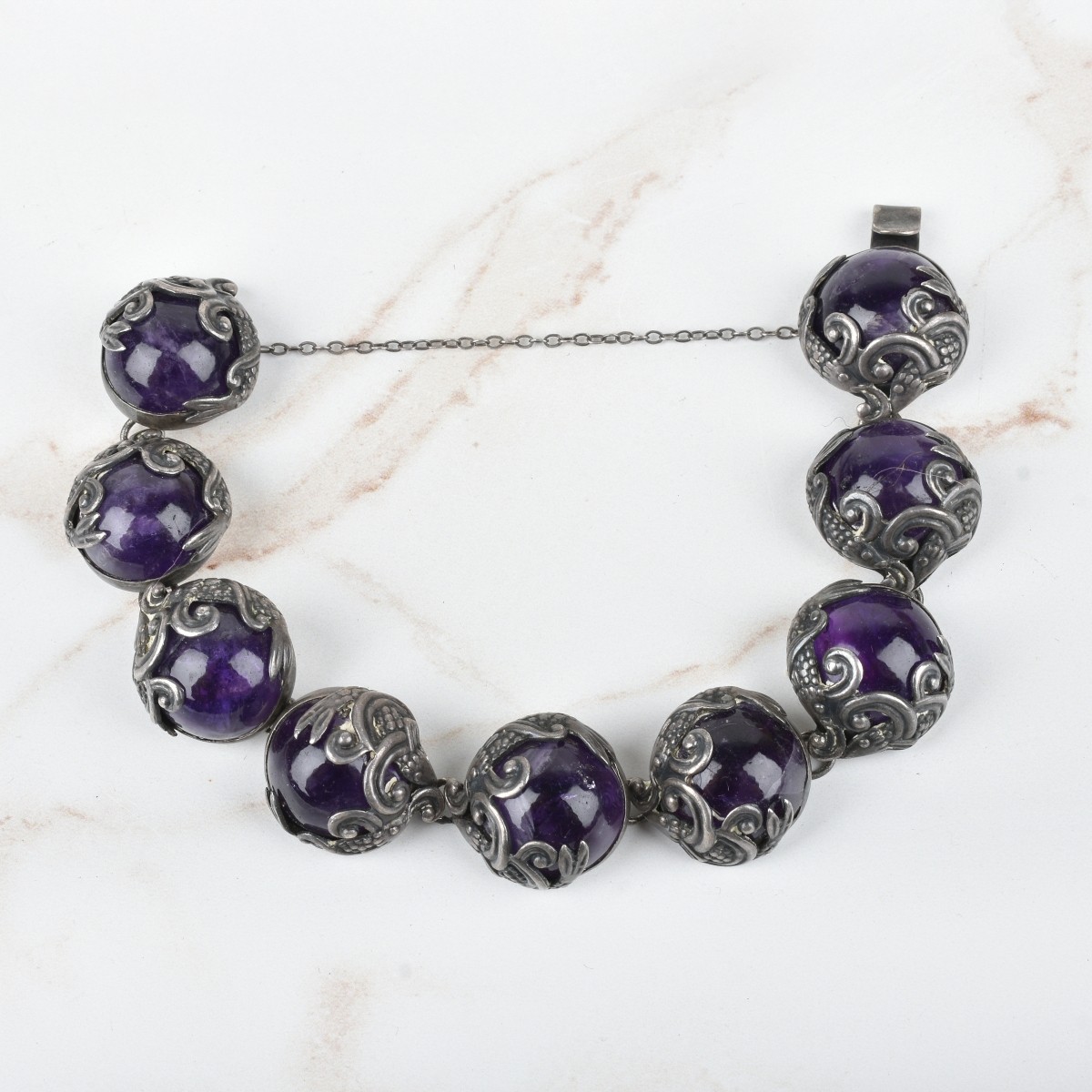 Amethyst and Silver Bracelet