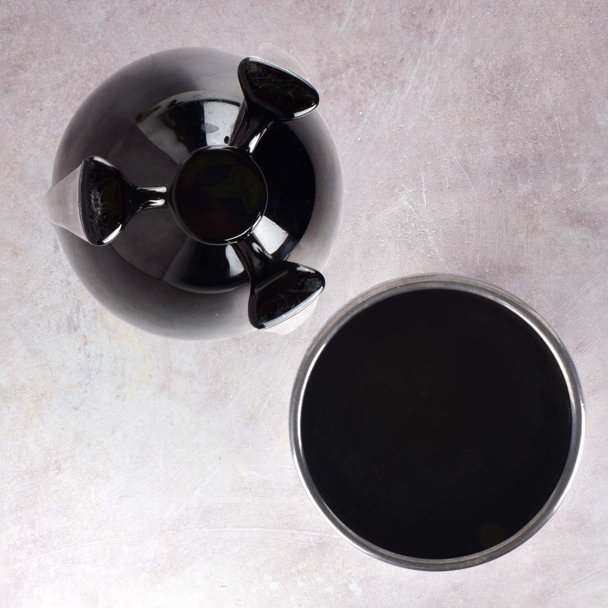 Art Deco Black Amethyst Silver Overlay Vase