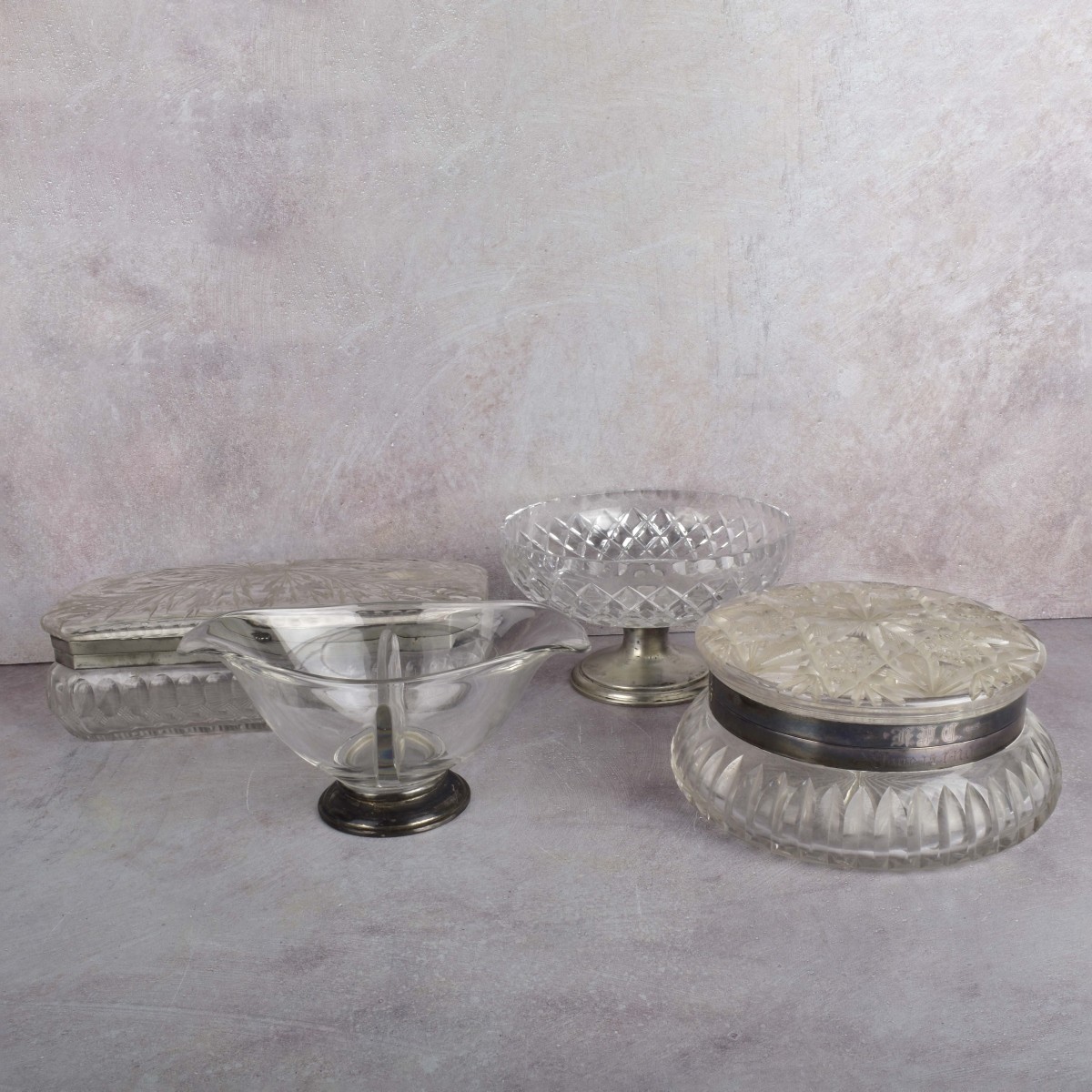 Vintage Glass Articles with Silver