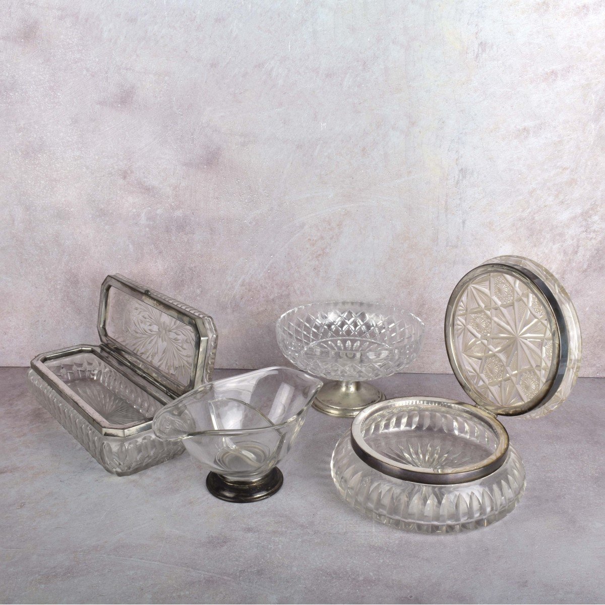 Vintage Glass Articles with Silver