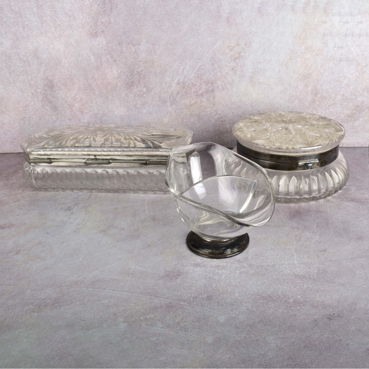 Vintage Glass Articles with Silver